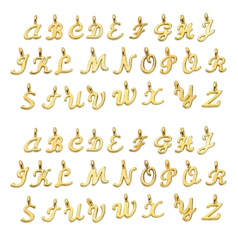 Set 2 Mặt Vòng cổ Khắc Chữ Cái Từ A-Z Dùng Làm Trang Sức DIY