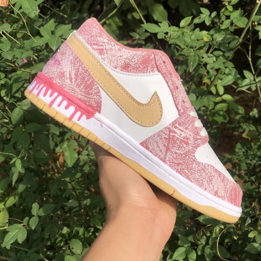 Giày thể thao nữ Jordan màu hồng cổ cao cổ thấp, giày sneaker nữ JD1 màu hồng đen cao cổ thấp cổ Pink high, low