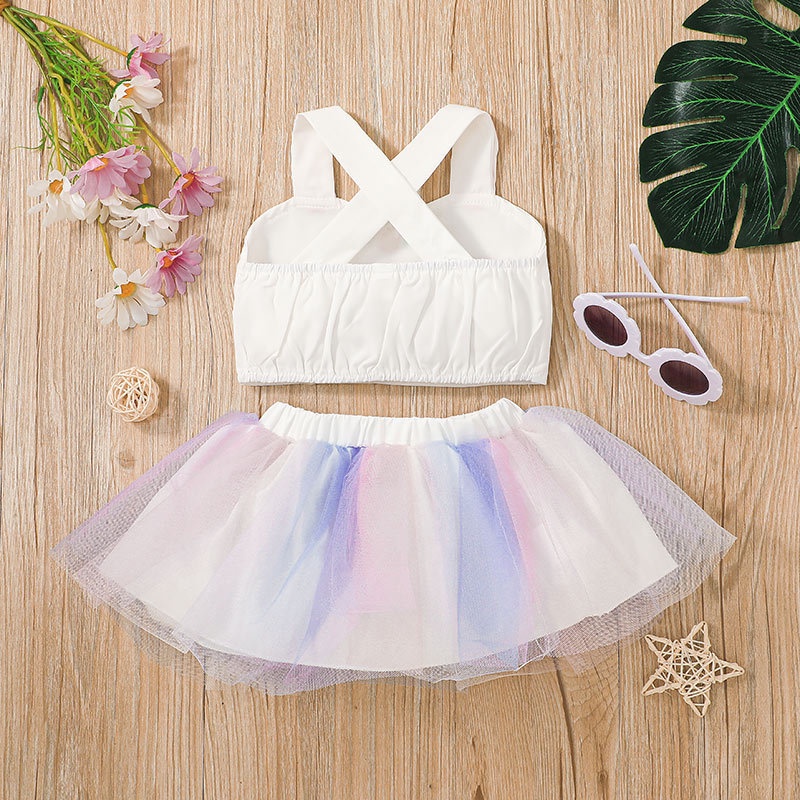 Bộ Đồ Quần Áo Bé Gái Gồm Áo Croptop Hai Dây Và Chân Váy Mùa Hè Thời Trang Cho Bé Trẻ em Sơ Sinh 0-24 Tháng