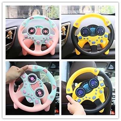 Đồ chơi mô hình vô lăng có nhạc và đèn gắn xe ôtô, mặt phẳng trong nhà xoay 360 cho bé