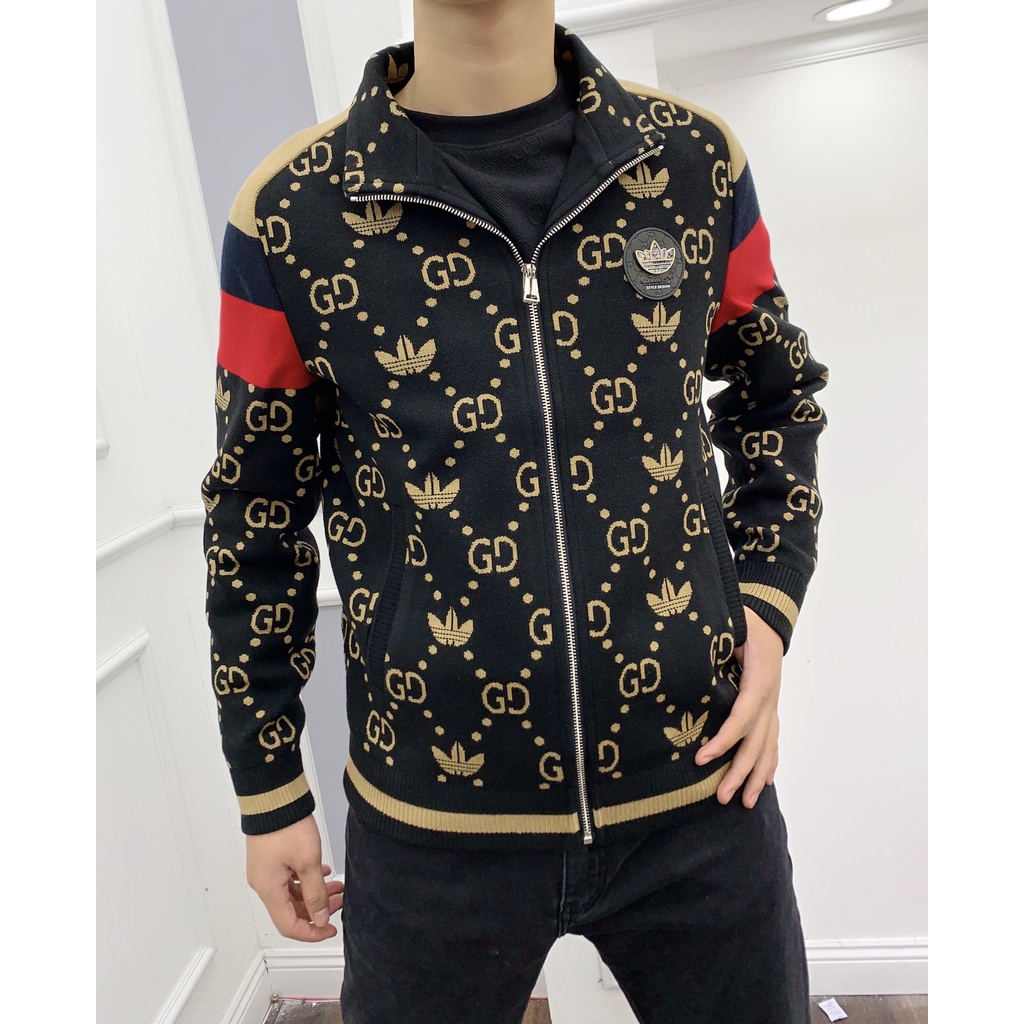 Áo khoác Jacket Gucci x Adidas len đan họa tiết monogram LA 1-1 on web