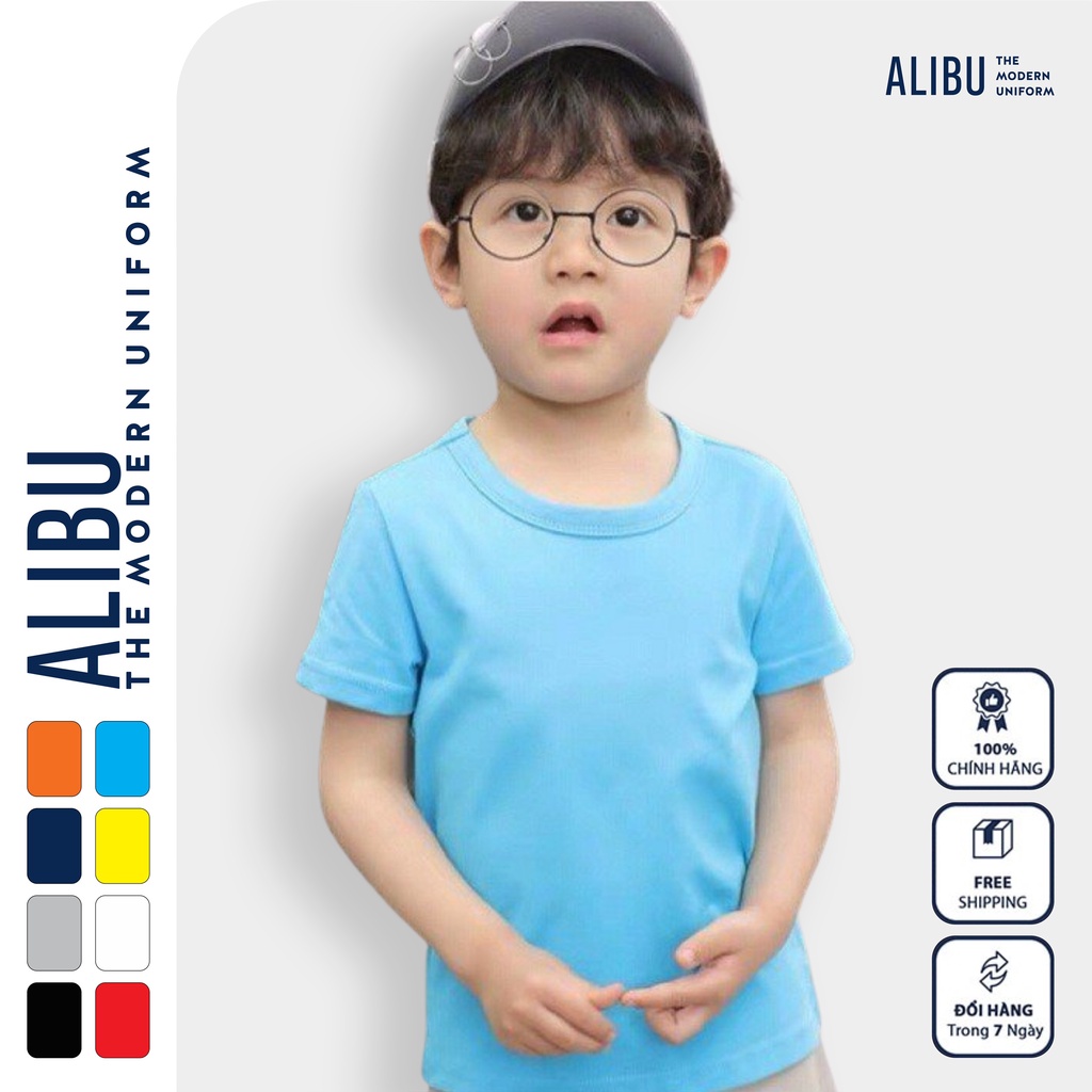 Áo thun trơn bé cotton cổ tròn trẻ em trai gái vải đẹp - ALIBU