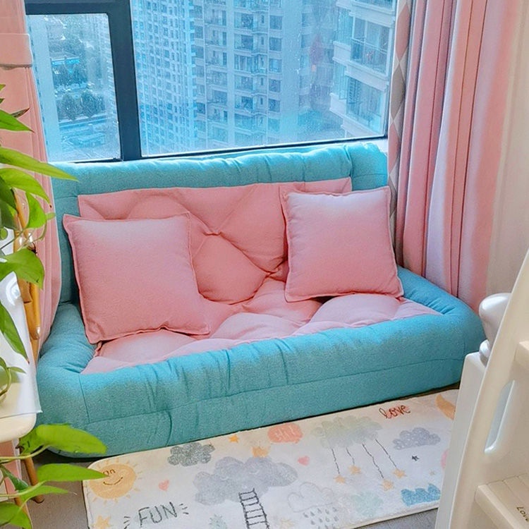 Ghế sofa lười tatami đậu túi lưới màu đỏ ♂Ghế sofa lười tatami giường đôi đa năng gấp phòng ngủ cô gái dễ thương net màu