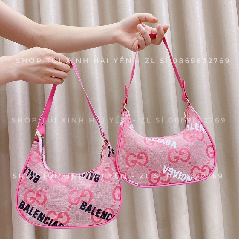 túi kẹo nách, túi đeo vai vải hoạ tiết logo nhí size 22 kiểu dáng trẻ trung cá tính rẻ đẹp cute