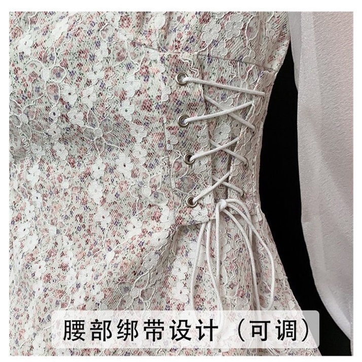 Đầm Chiffon ôm eo phối ren họa tiết hoa thời trang cho nữ