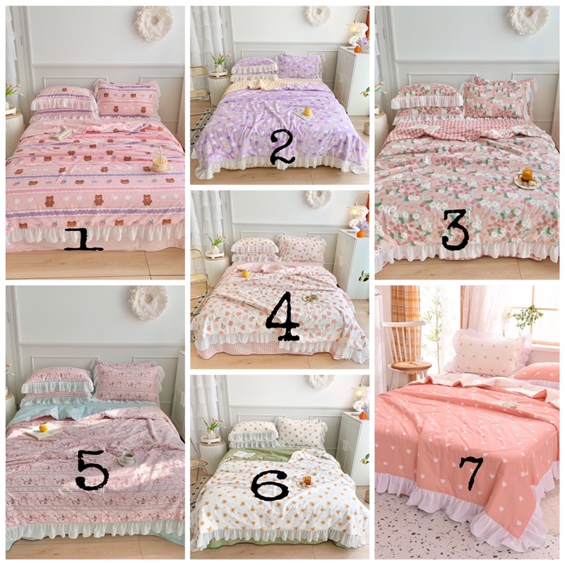 Cotton 100% Viền Bèo Chăn Chần Bông