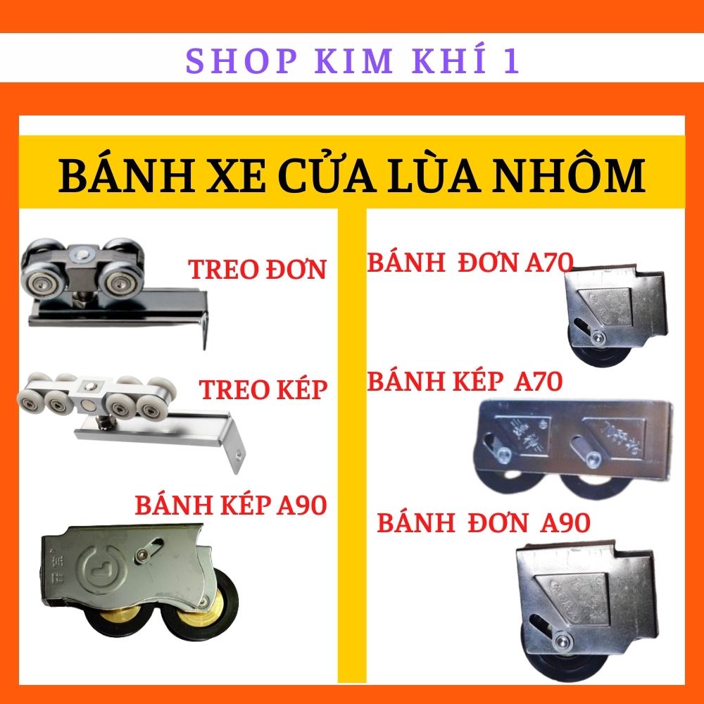 Bánh xe cửa lùa nhôm ray treo, bi trượt của lùa