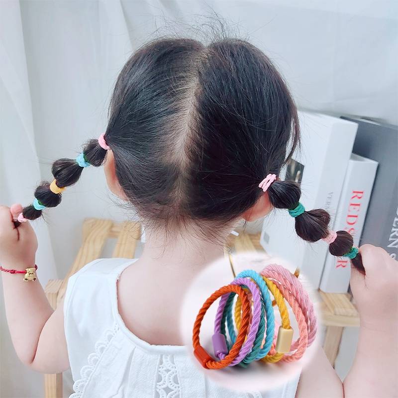 1 Dây Buộc Tóc Cao Su Mềm Mỏng Co Giãn Nhiều Màu Sắc Tùy Chọn Đơn Giản Không Đau Cho Bé Gái