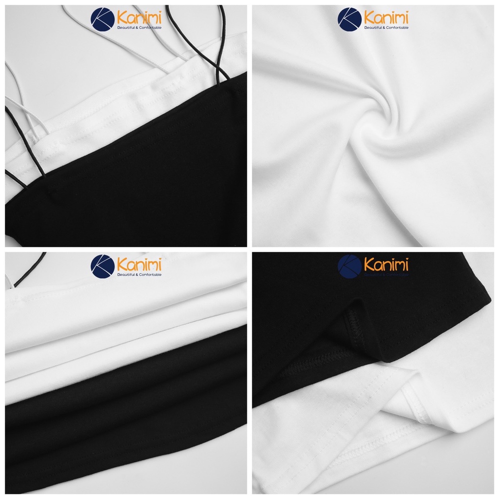 Áo 2 dây sợi bún màu đen trắng Kanimi - AN03 | BigBuy360 - bigbuy360.vn