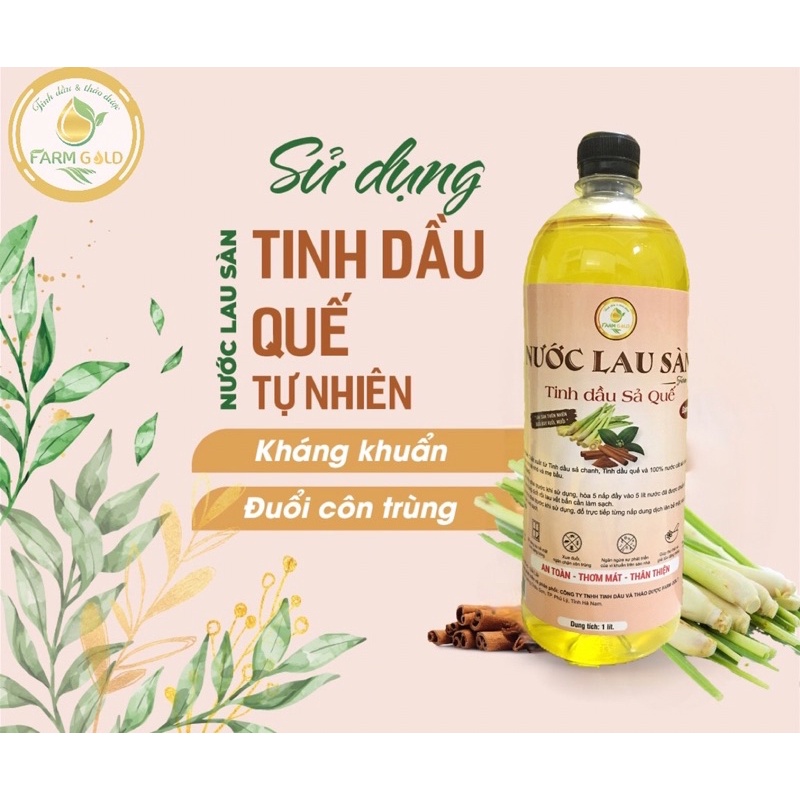 Lau sàn hữu cơ tinh dầu Sả Quế FARM GOLD hoàn toàn tự nhiên sạch thơm đuổi muỗi côn trùng