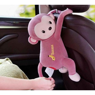 Hôp đựng khăn giấy hình khỉ bông treo trong ô tô