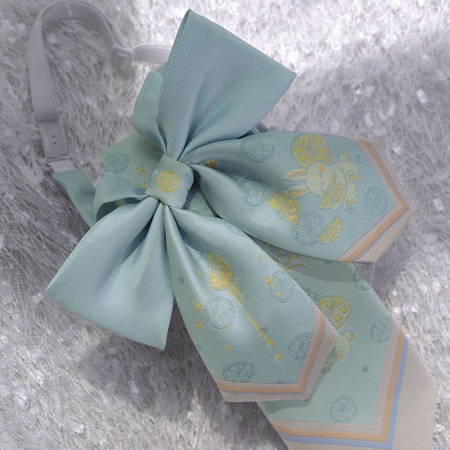 Cà Vạt Đồng Phục Hình Thỏ Chanh Màu Xanh Lá Nhạt Tươi Tắn