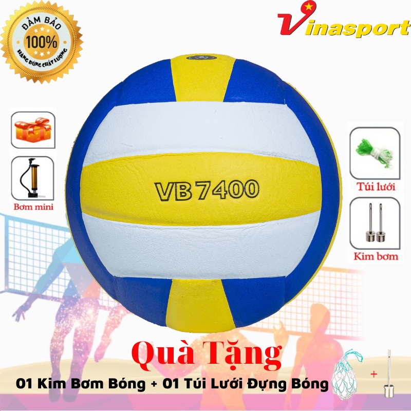 Bóng chuyền Thăng Long VB 7400 da Nhật Chính Hãng - Tặng kim bơm + túi lưới