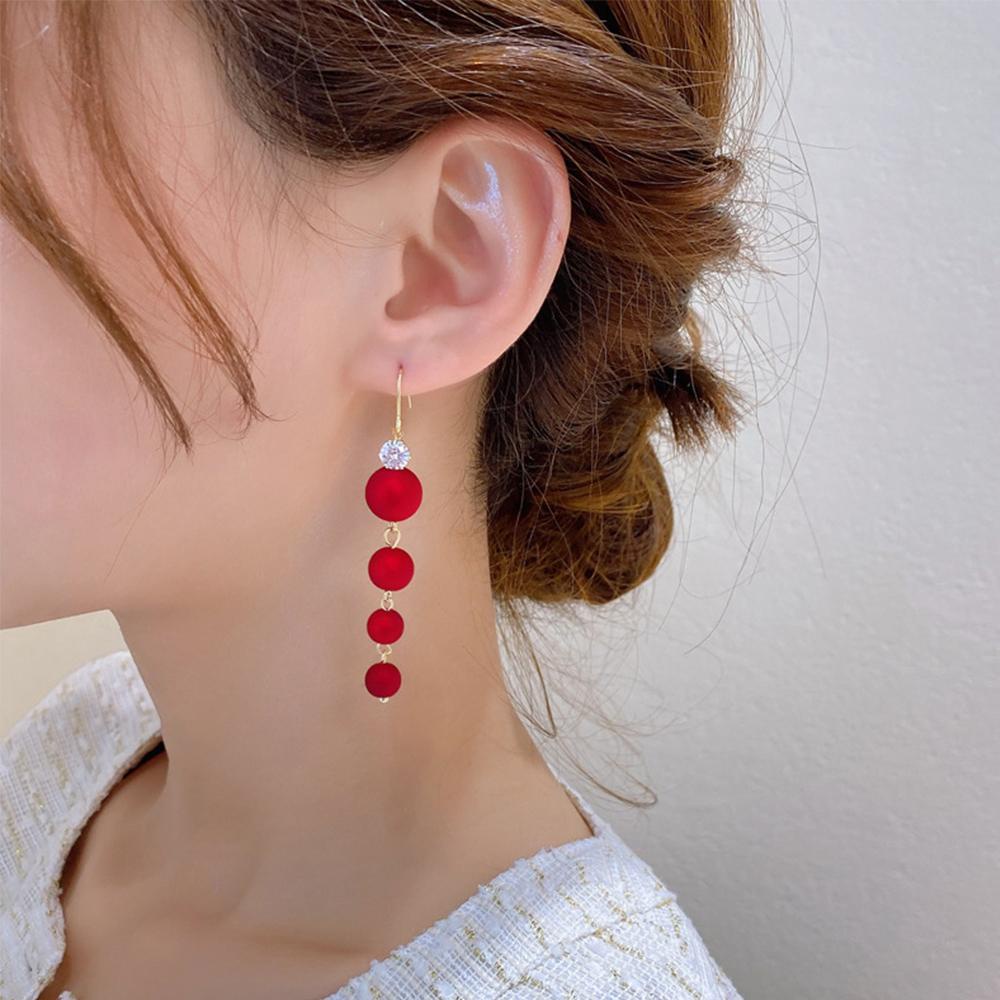 Bông Tai Dáng Dài Phối Tua Rua Thời Trang Dự Tiệc Cưới