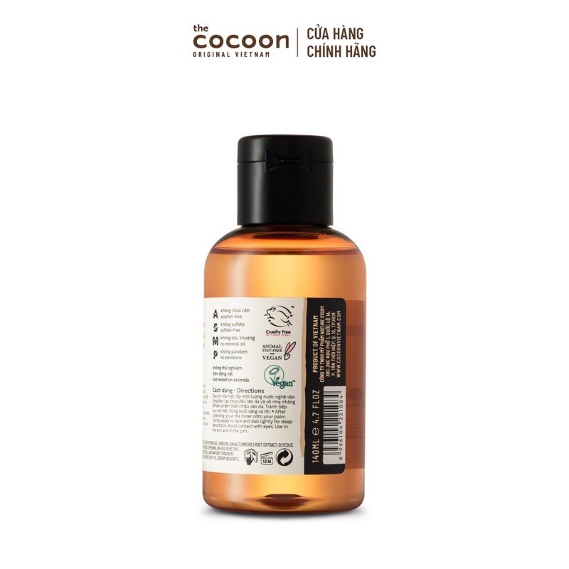 TONER Nước nghệ Hưng Yên Cocoon AHA 5% dưỡng da trắng mịn 140ml