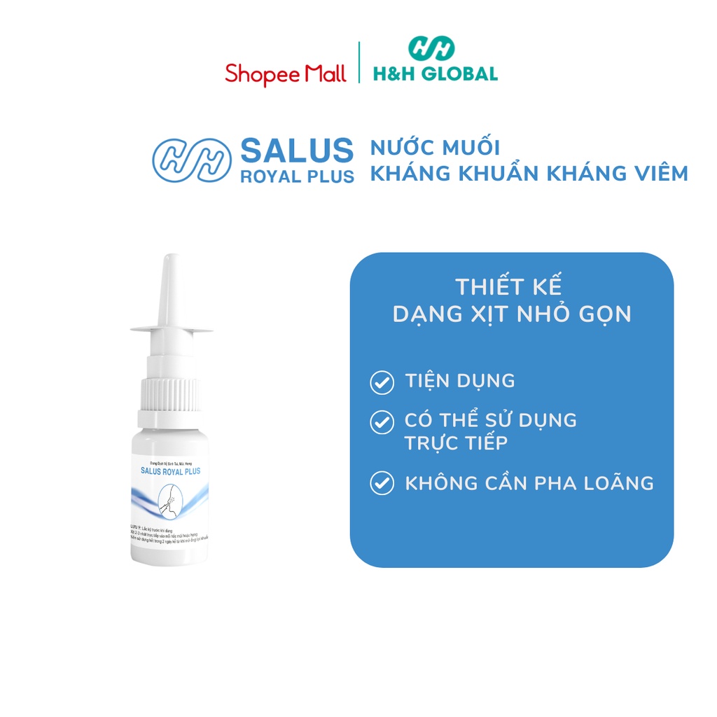 Nước muối sinh lý vệ sinh Tai, Mũi, Họng - Salus Royal, Salus Royal Plus