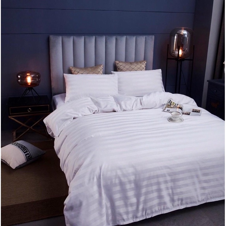 CHĂN GA KHÁCH SẠN - CHĂN GA SỌC COTTON