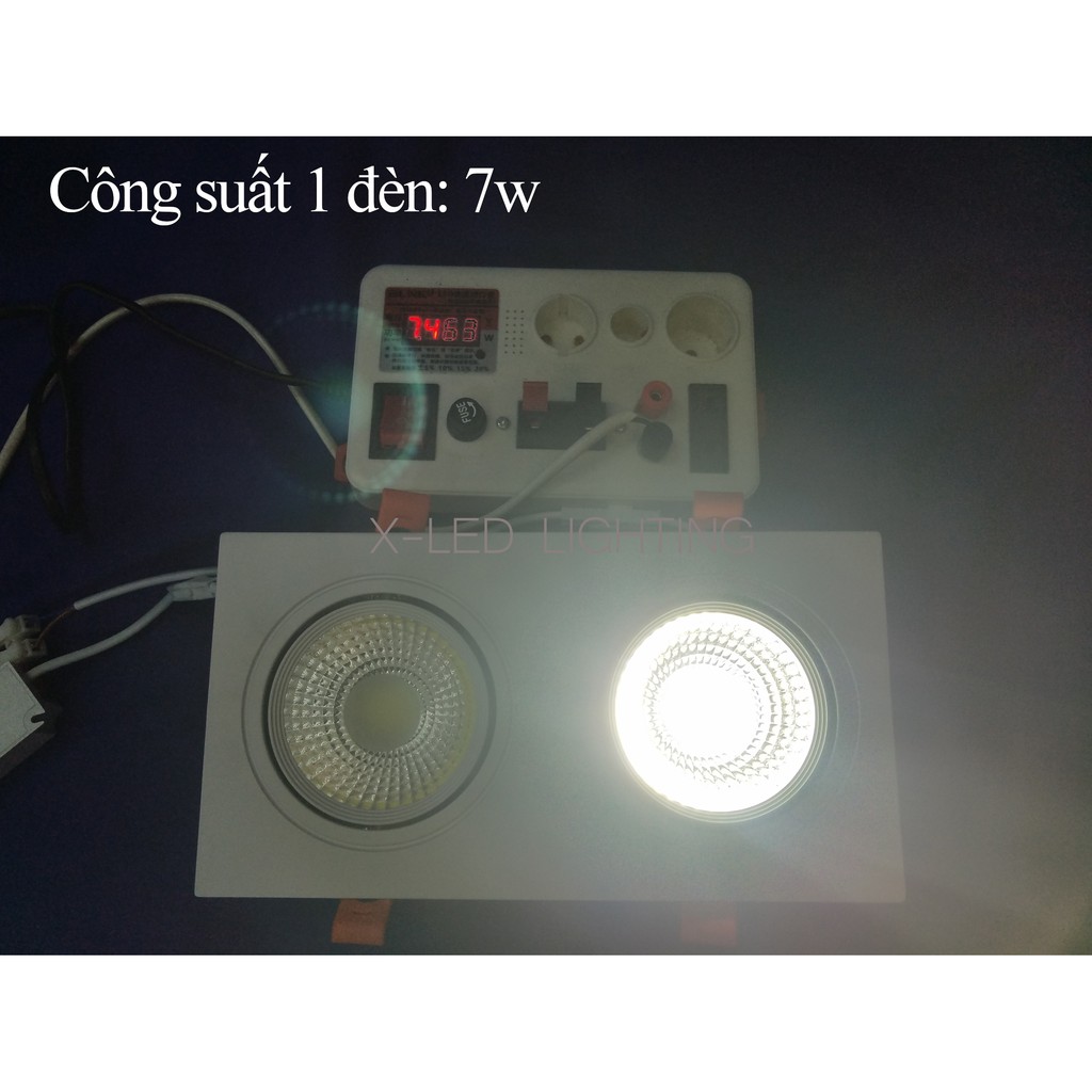 Đèn âm trần đôi, âm trần 2 bóng - 14w - 3 màu/ 1 màu
