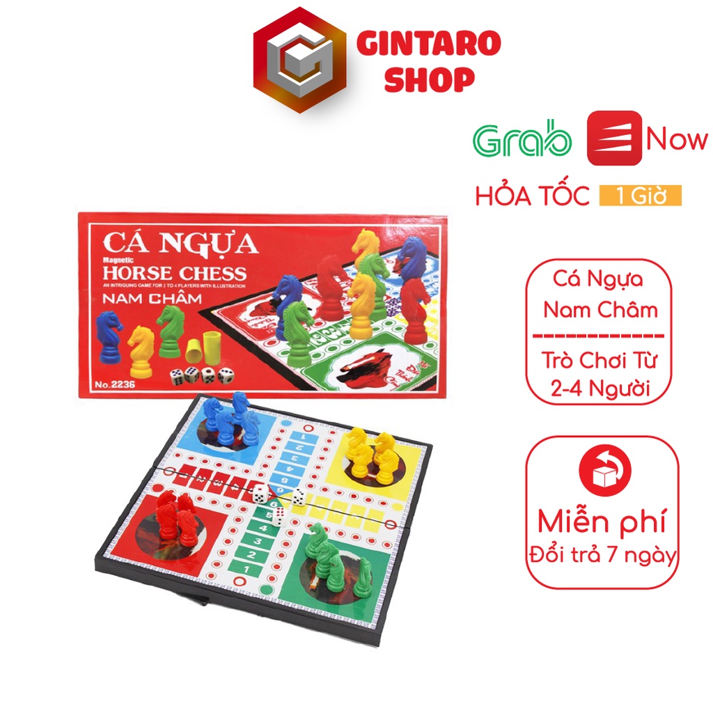 Cờ cá ngựa nam châm cho bé , Đồ chơi Cờ Cá Ngựa dành cho 2 đến 4 người chơi GINTARO SHOP