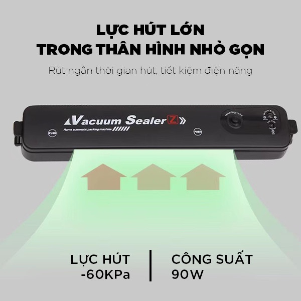 Máy Hút Chân Không Thực Phẩm Vacuum Sealer Vừa Hút Vừa Hàn Phù Hợp Với Mọi Gia Đình Dễ Dàng Sử Dụng Tặng Kèm 10 Túi Hút