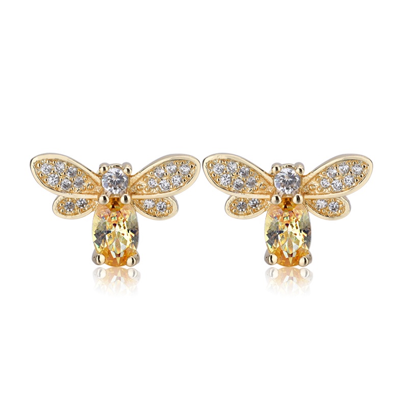 Bông tai hình con ong đính đá nhiều màu