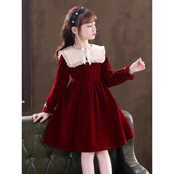 ĐẦM NOEL CHO BÉ GÁI ĐẦM NHUNG ĐỎ CHO BÉ GÁI SỊN