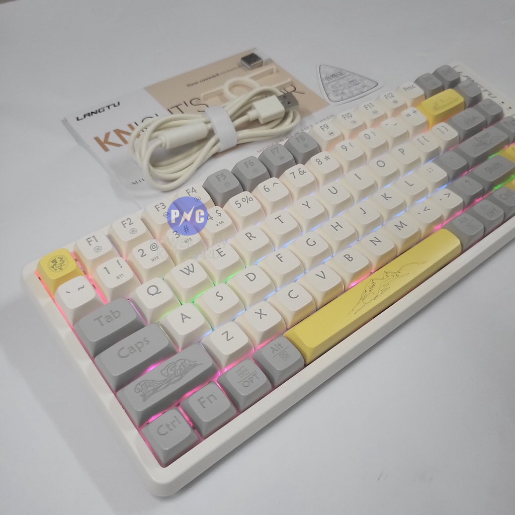 Bàn Phím Cơ HOTSWAP Langtu GK85, 85 Phím, Led Rain Bow, Custom Golden Switch. Bản Không Dây 3 Chế Độ & Type C