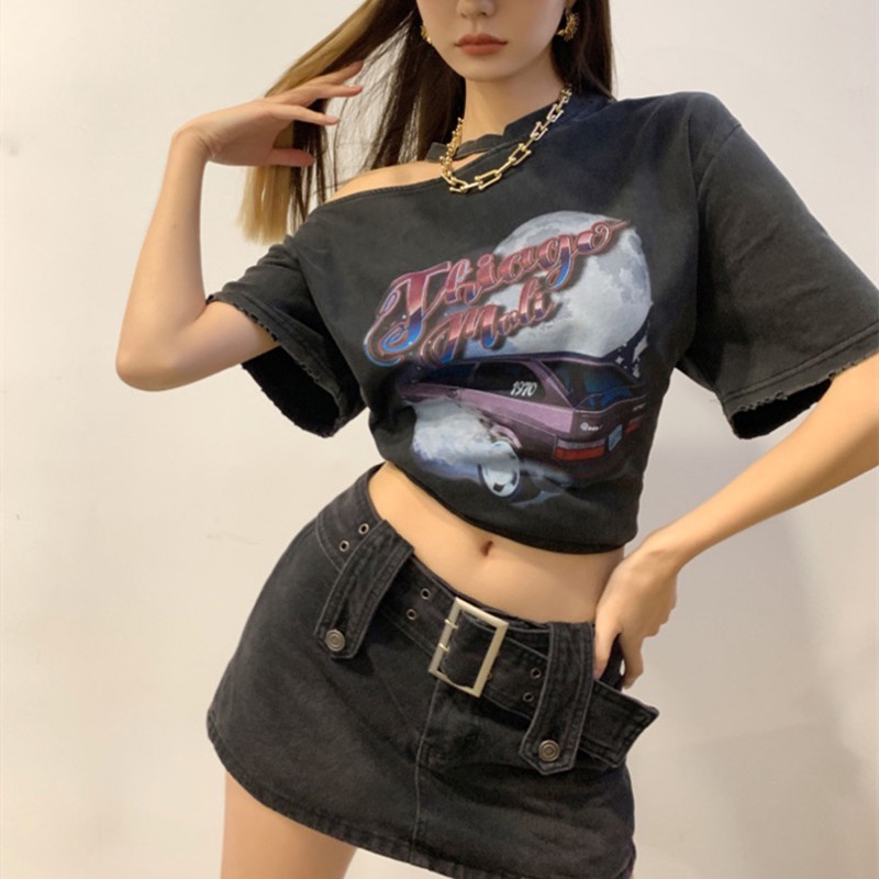 Chân váy kiêm quần short chất liệu jean dáng chữ A lưng thấp thời trang