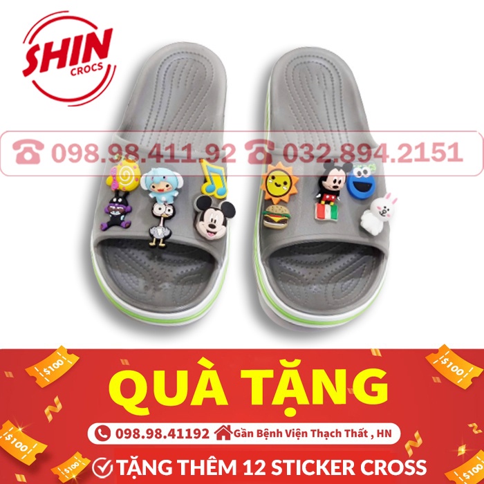 dép lê crossFREESHIPdép lê cross dạng baya họa tiết xám viền xanh SHINGB61 tặng thêm 12 sticker cross