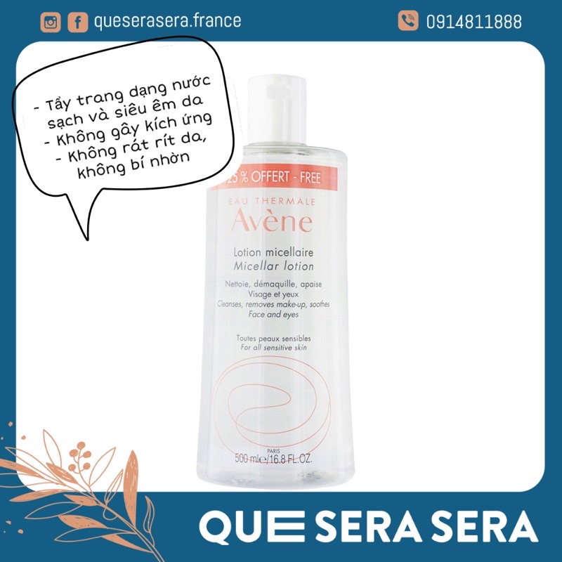 Nước tẩy trang Avene Micellar lotion sạch sâu dịu nhẹ