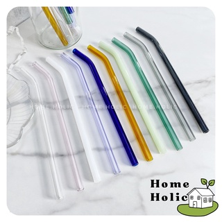 Ống Hút Thuỷ Tinh Borosilicat Trong Suốt Chịu Nhiệt Nhiều Màu 20cm