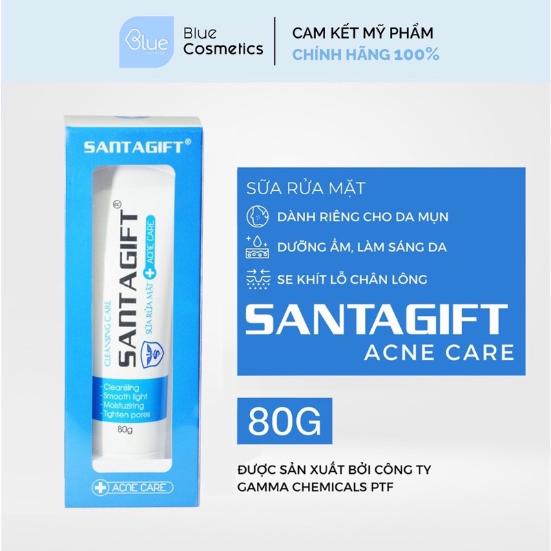 Combo Sữa Rửa Mặt và Kem Mụn SANTAGIFT 80g và 20g