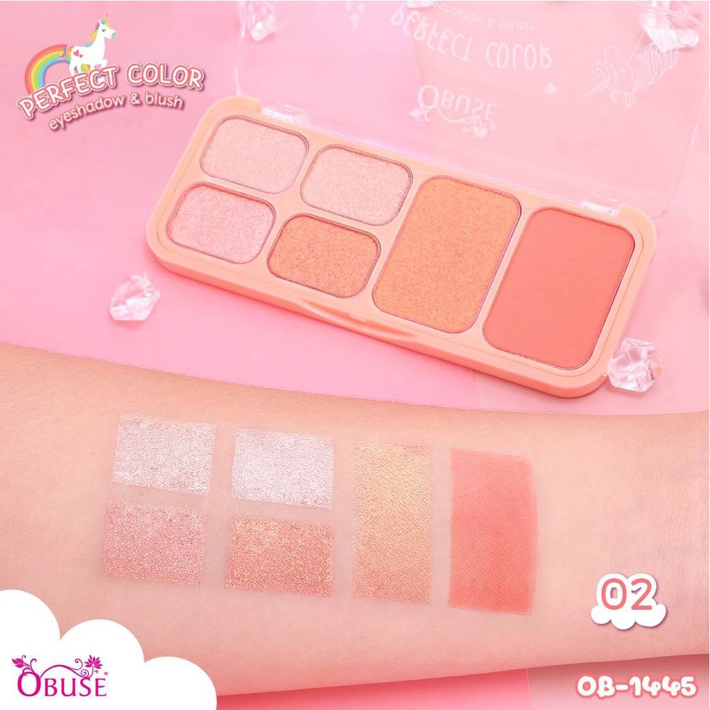 Bảng phấn mắt má hồng bắt sáng Thái lan 6 màu mềm lung linh 14.8g OB1445 Obuse Perfect Color Eyeshadow Blush❤️