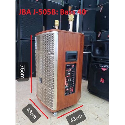 Loa kéo Karaoke Bluetooth JBA J-505B: Bass 40, 3 loa, Thùng gỗ cao cấp, Có 2 Micro không dây đi kèm