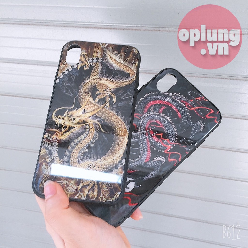 Ốp lưng mặt kính iPhone - ốp Rồng Vàng mặt kính cực ngầu - ốp kính cường lực cho iPhone 6 7 8 x xsmax 11 pro max k220