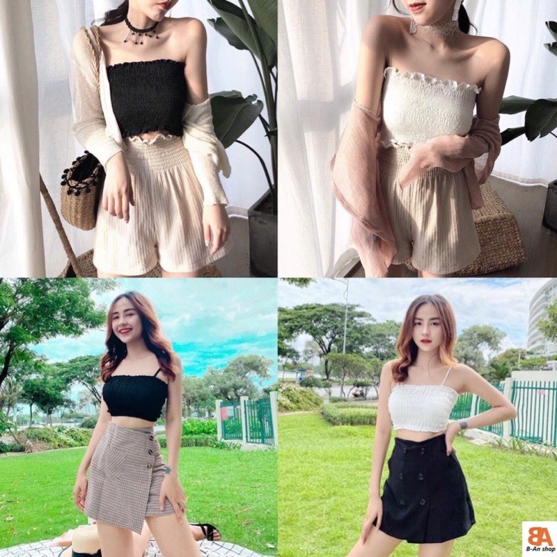Áo 2 dây ống nhúm voan (Video)