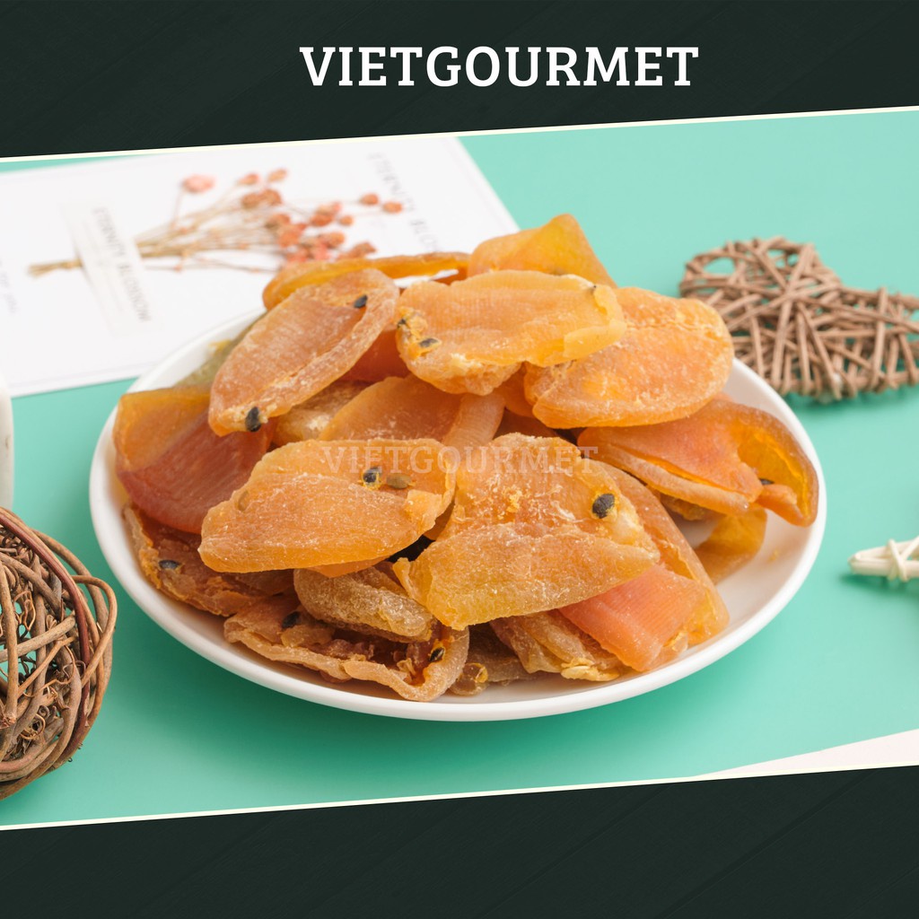 Chanh dây sấy dẻo Vietgourmet hàng xuất khẩu, vị thơm tự nhiên ít đường, chua ngọt đặc sản Việt đồ ăn vặt Healthy