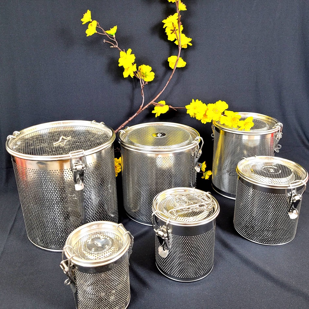 Lọc gia vị INOX / Lược Xương bã cặn. Dụng cụ nhà bếp nấu phở soup tiện lợi. Size lớn 18cm, 16cm, 14cm, 12cm, 10cm, 8cm