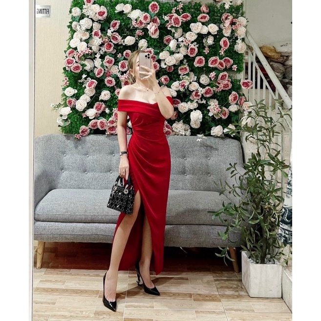 Váy trắng dự tiệc dạ hội lụa maxi cao cấp tiểu thư
