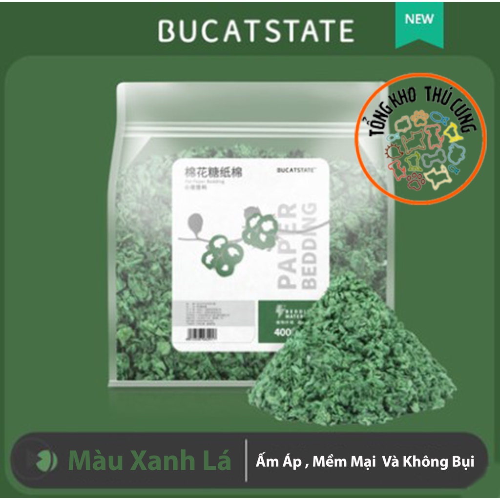 Giấy lót chuồng cho thú cưng nhỏ, làm ổ chuột hamster HÃNG BUCATSTATE bông giấy mềm mại không bụi, bảo vệ hệ hô hấp 400g