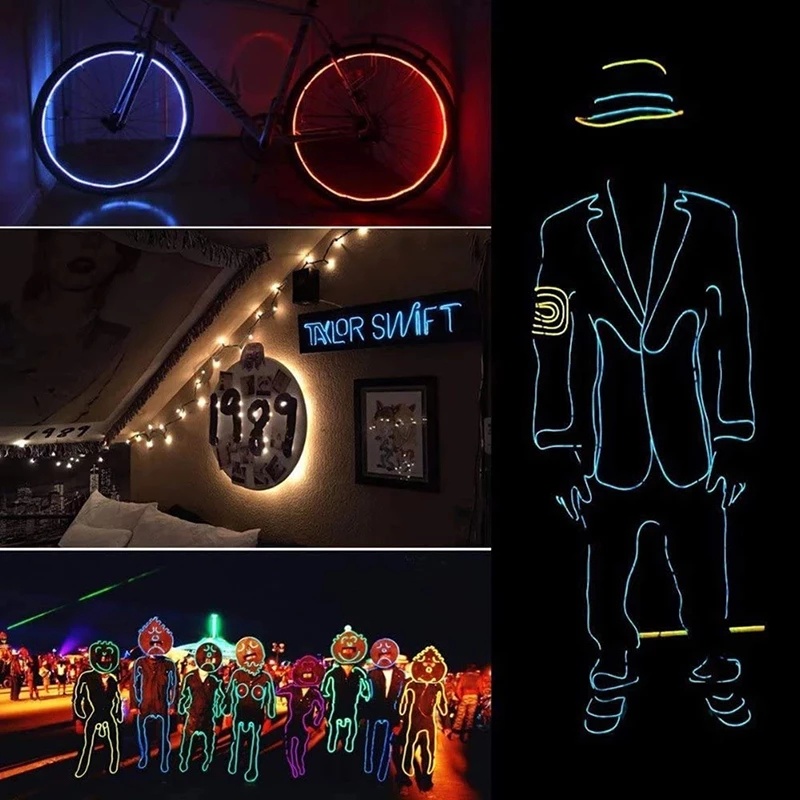 1/3/5m Dây Đèn Neon EL Dạ Quang Chống Nước Trang Trí Đa Năng