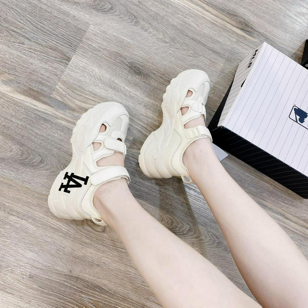 Có Sẵn Giày Sục thể thao LA NY quai dán Phối cut out thoáng chân đế cao 6p- Sneaker nữ cho mùa hè Hàng loại 1 QC Fullbox