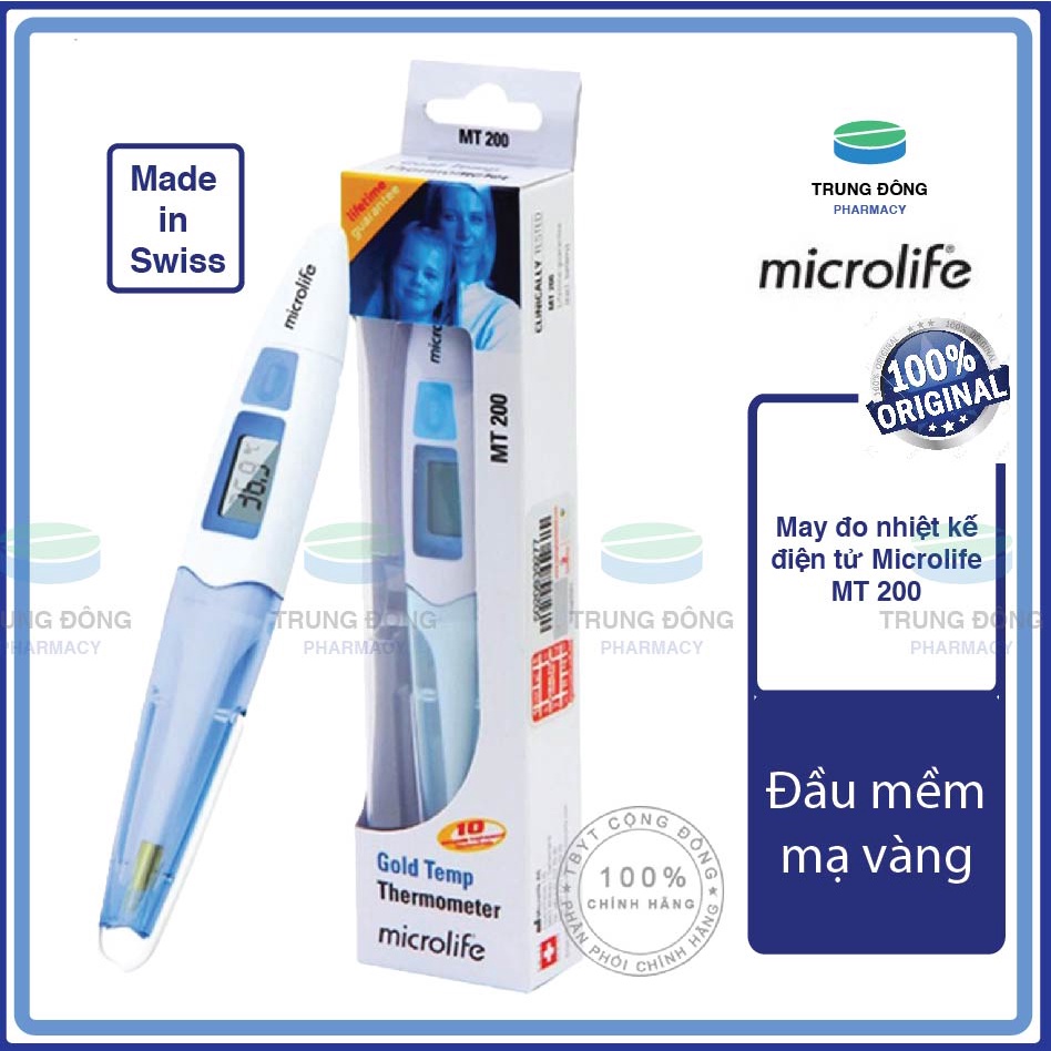 Máy đo nhiệt kế điện tử Microlife MT 200 Thụy Sỹ, kiểm tra nhiệt độ sốt cơ thể người lớn, trẻ em - Trung Đông Pharmacy