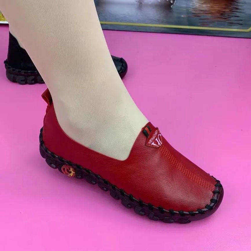 Giày Búp Bê Da Mềm Đế Bằng Thoải Mái Thời Trang Cho Phụ Nữ Trung Niên