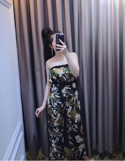 JUMPSUIT HOA ỐNG NHÚN BO