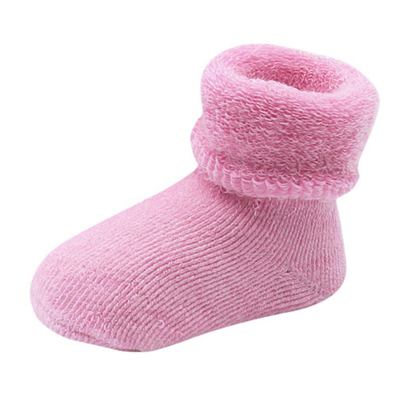 Vớ cotton cổ dày giữ ấm màu trơn dễ thương cho bé