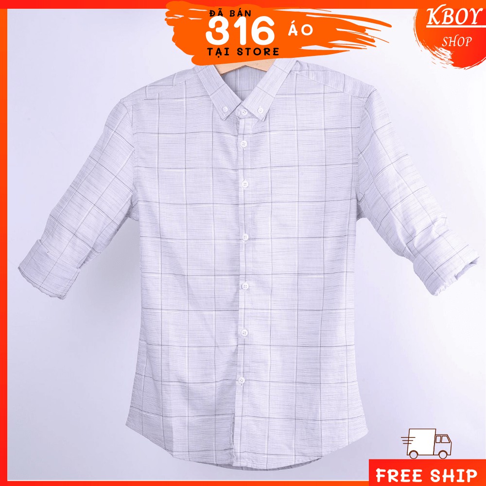 Áo sơ mi Sọc caro cao cấp - Xám tiêu, Hàng quãng châu cao cấp.Thấm hút,co giãn tốt,bền màu,Trẻ trung. lịch lãm - 6133