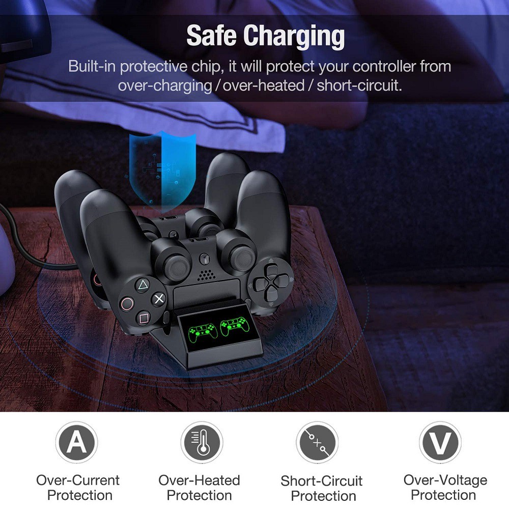 Lammcou PS4 Controller Charger, PS4 Charging Station with Dual PS4 Charger,  PS4 Charger Station compatible with  Controller