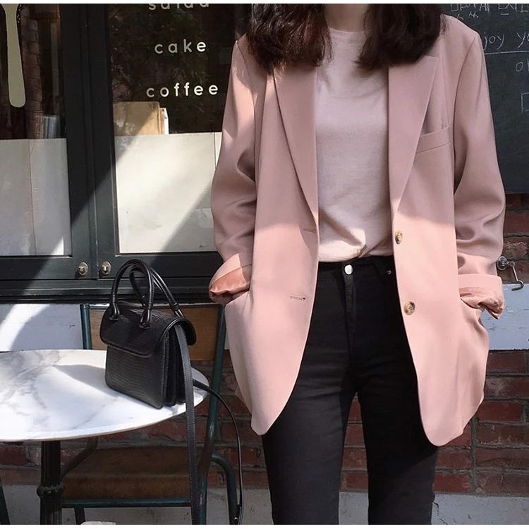 (HÀNG ĐẸP CAO CẤP) - ÁO KHOÁC BLAZER HỒNG DORY&amp;PONY GENTLE PINK COAT – AK099 (Loại Xịn) - VEST HỒNG 2 LỚP SIÊU CAO CẤP