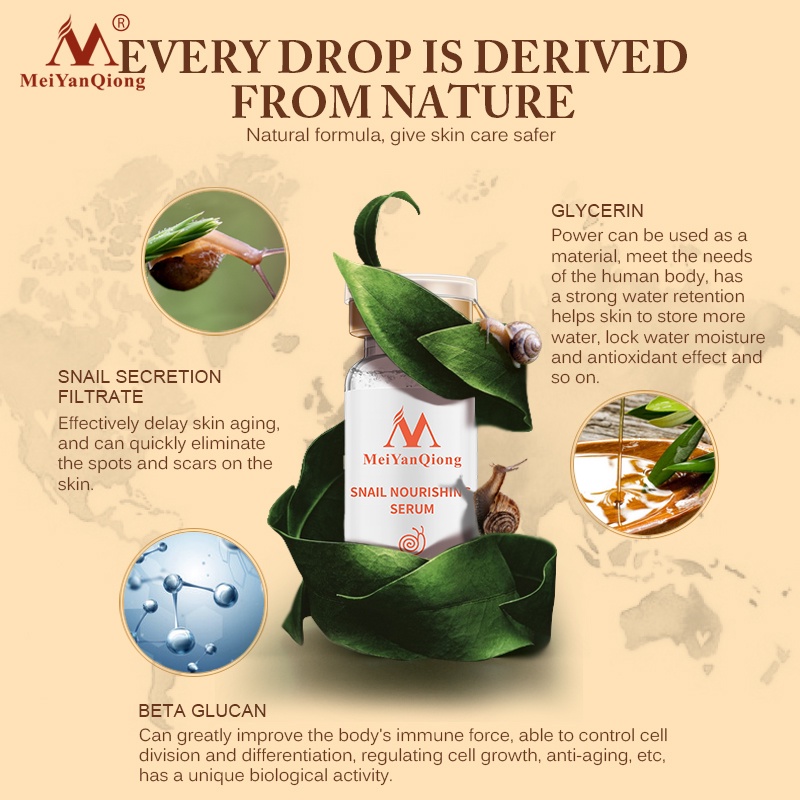 Serum Dưỡng Phục Hồi Tinh Chất Ốc Sên MeiYanQiong 12ml Dưỡng Trắng Da Và Thu Nhỏ Lỗ Chân Lông Cải Thiện Vết Thâm Lõm Snail Repair Serum 12ML